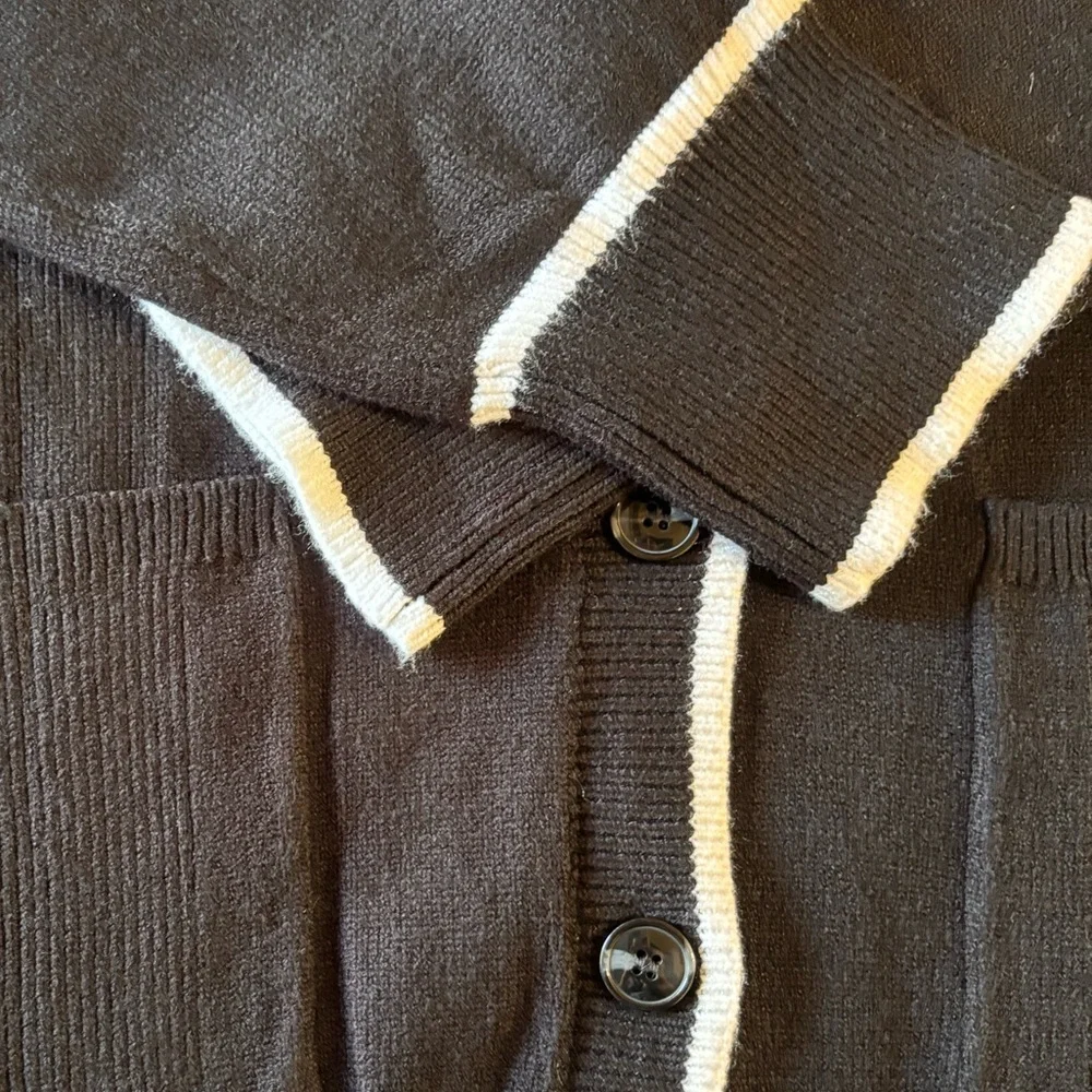 NWT Black Cardigan with White Accents - Picture 5 of 6
